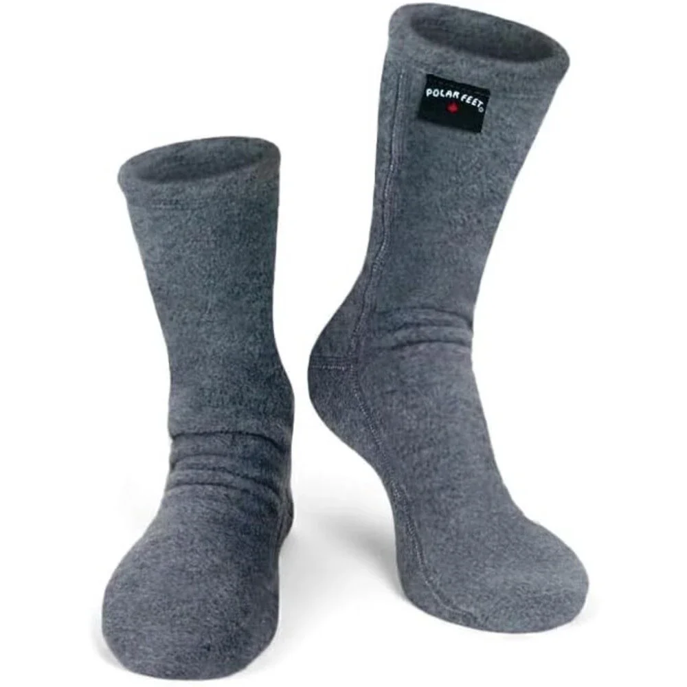 Polar Women's Grey Feet Fleece Socks Men Elderly Slipper Thick XXL (M14-15)